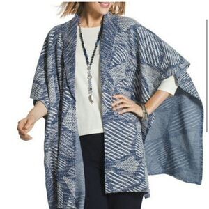 Chicos Perra Ruana Patterned Poncho O/S NWT